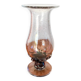 large bubbled glass vase and worked foot Biot style 70s