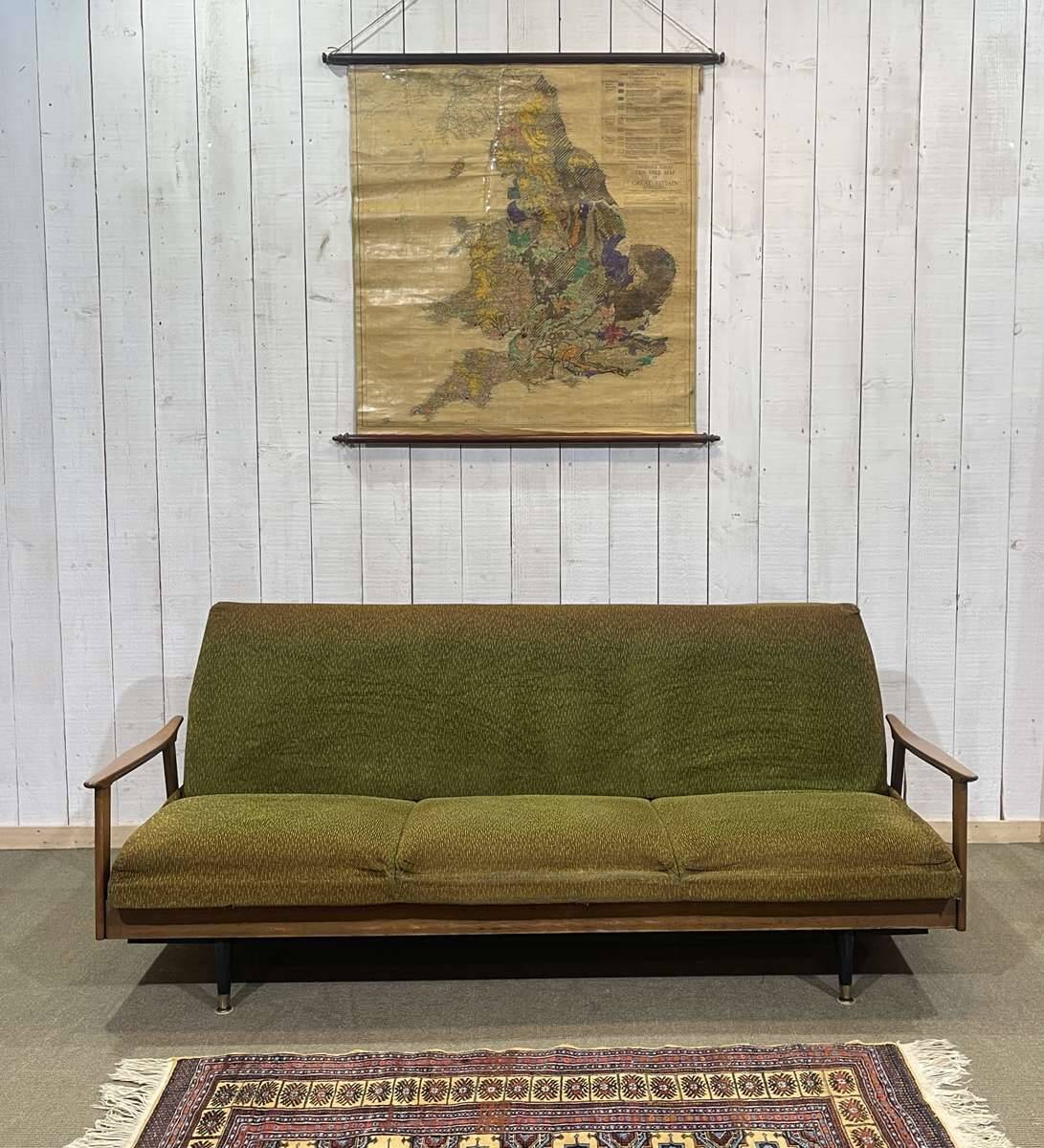 1970s English beech sofa bed