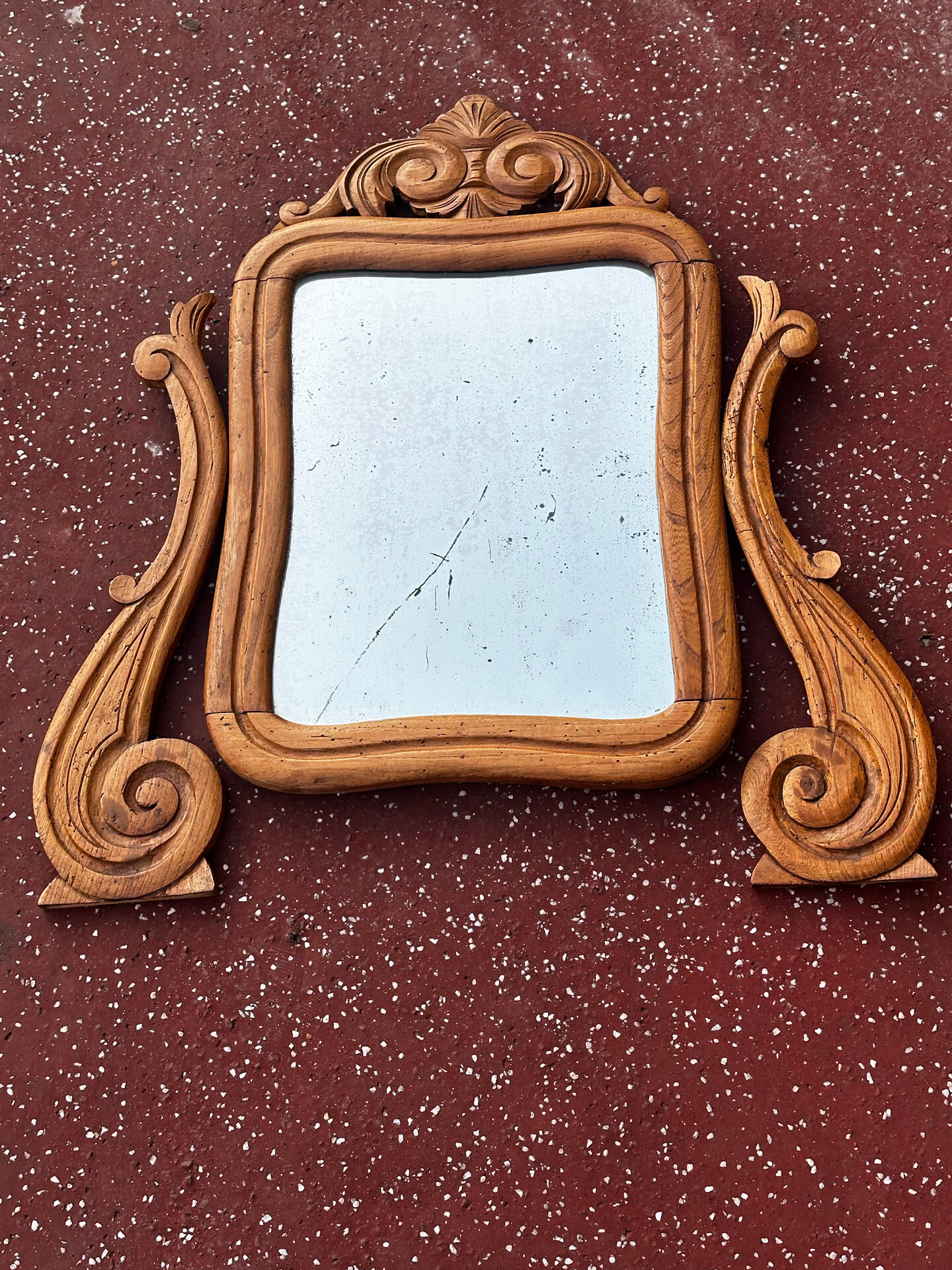 Walnut and marble dressing table, mercury mirror, circa 1850.