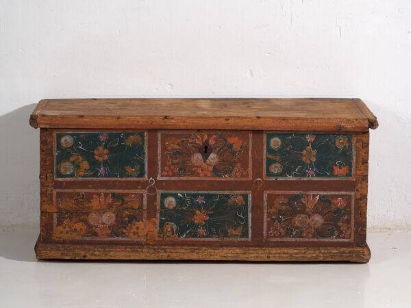 Malle de rangement ancienne avec décoration florale (année 1895) #102