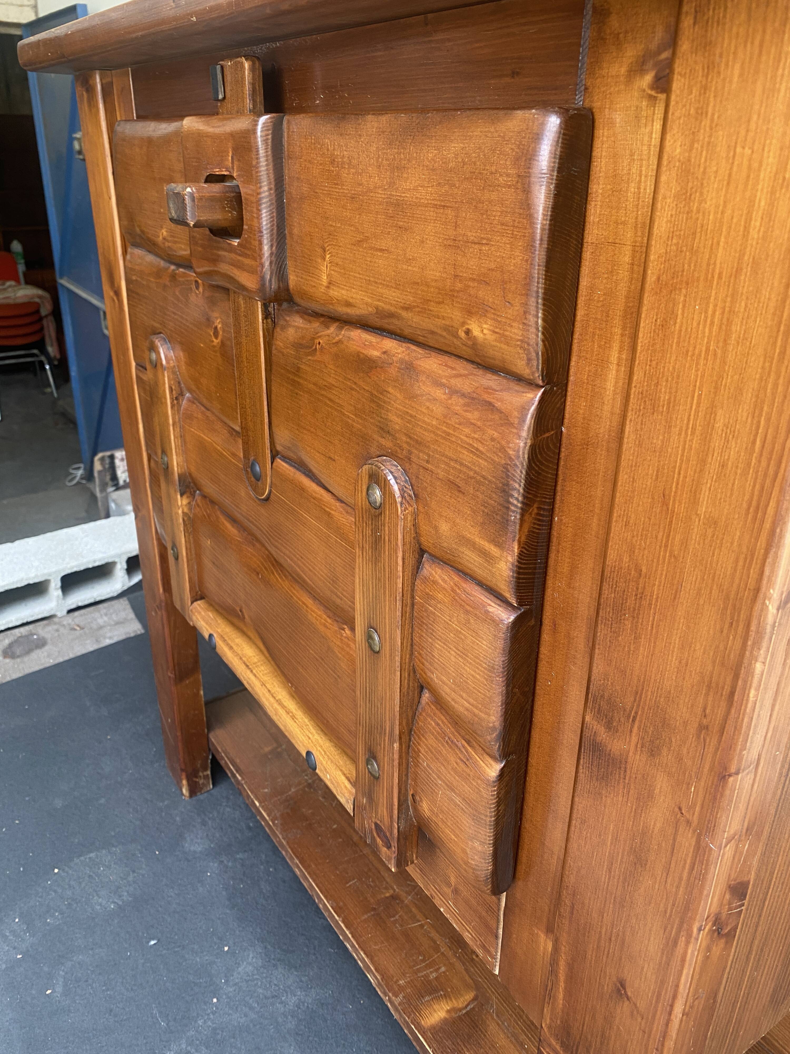 Vintage pine brutalist furniture