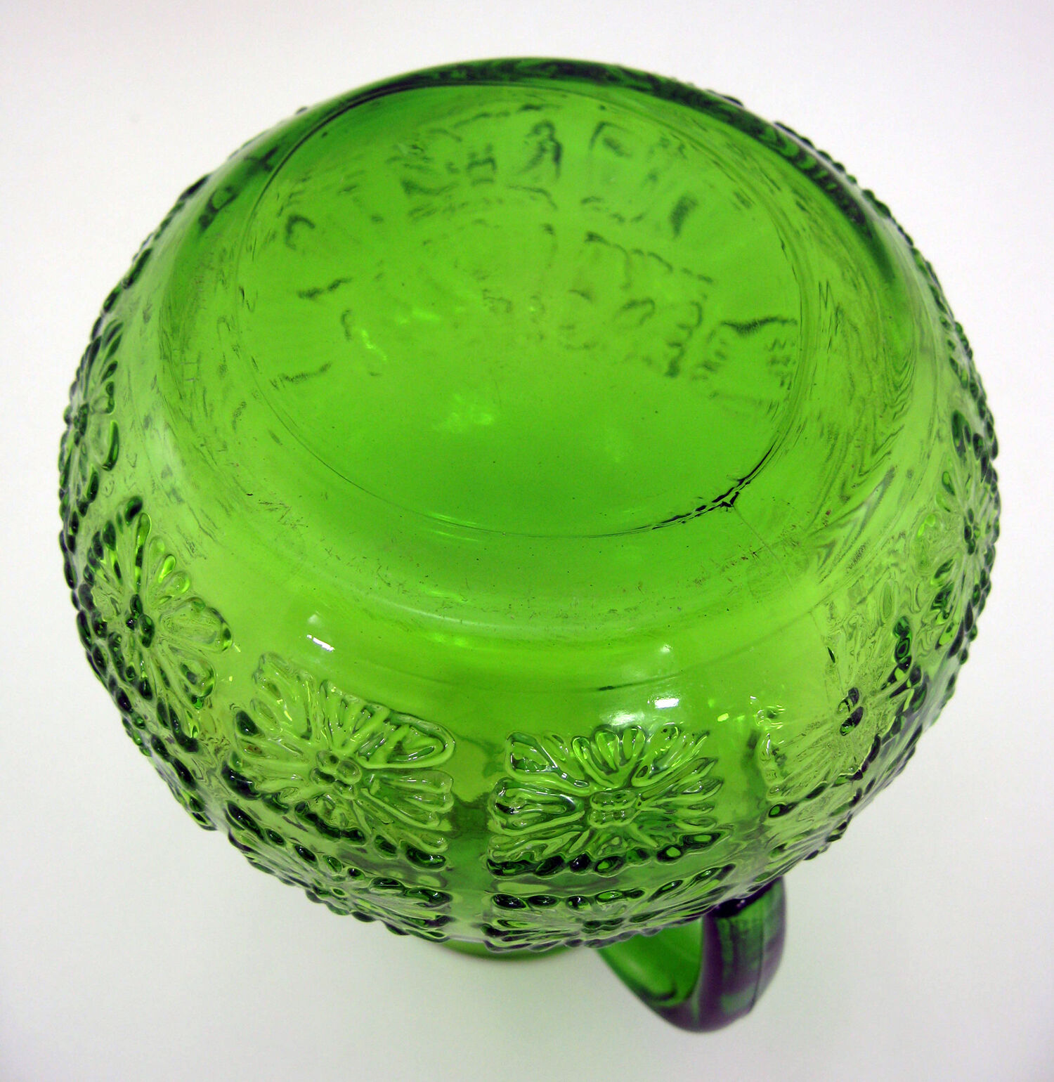 Emerald green molded glass pitcher - Bormioli Fidenza Vitraria Italy - vintage 60s