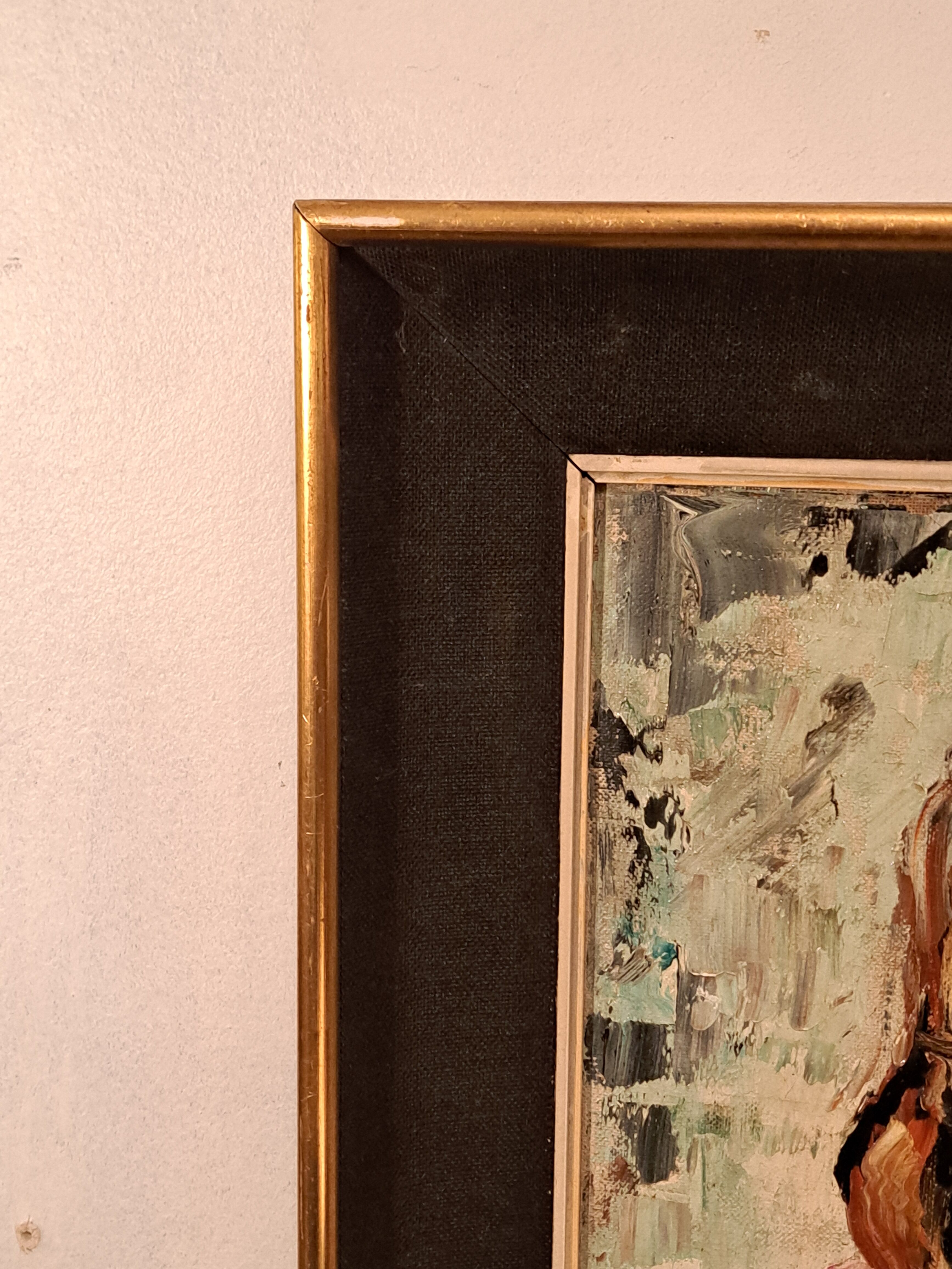 Oil portrait signed Betty Raphaël "the reader"