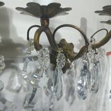 Paire d’appliques 3 lumières bronze et cristal