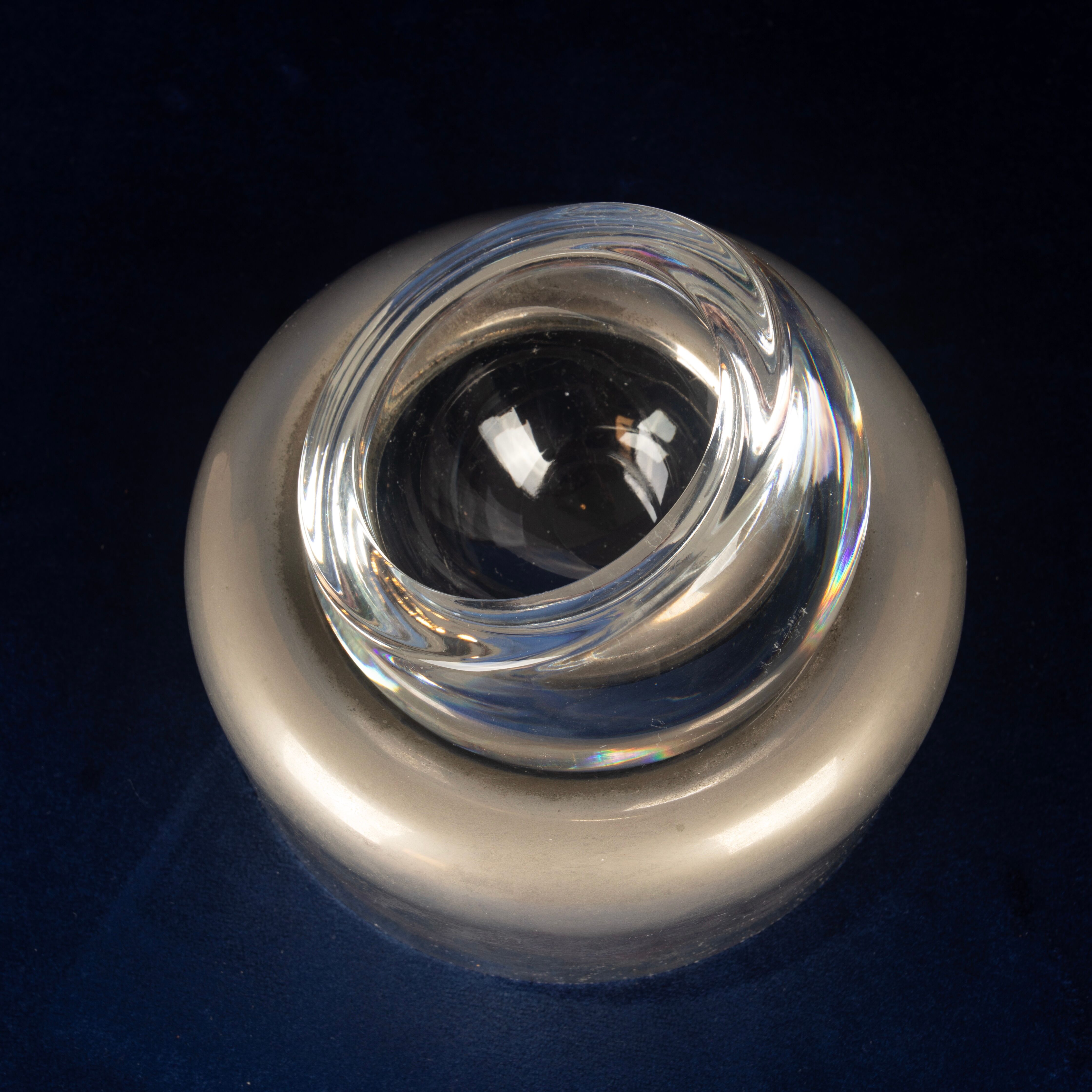 Joe Colombo Biglia Crystal and Metal Ashtray for Arnolfo di Cambio Italy 1970