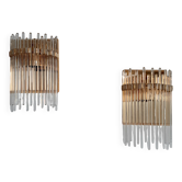 Pair of brass wall lights with waterfall tassels, Italy 1970