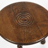 Circular wooden coffee table tripped tripod tripod