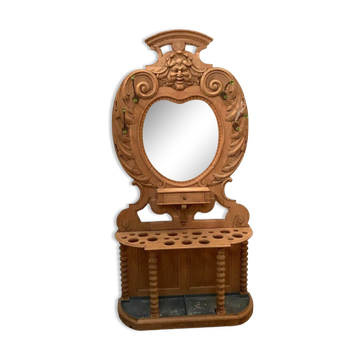 Porte manteau et parapluie en chêne sculpté XX siècle