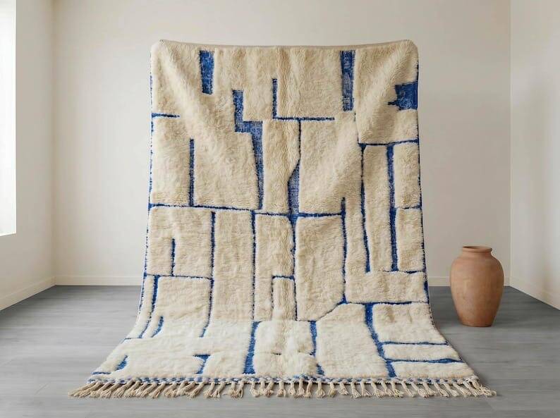 Tapis Beni Ouraine marocain traditionnelle artisanale taille 2/3 m