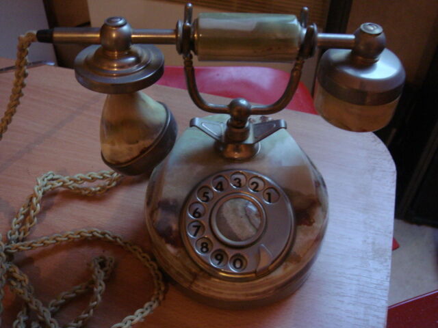 Phone old with marble and gold plated 17 k italy