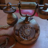 Phone old with marble and gold plated 17 k italy
