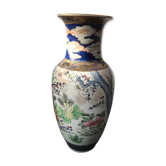 Former Chinese Vase Ceramics White Decor Flowers Enamelled Vintage