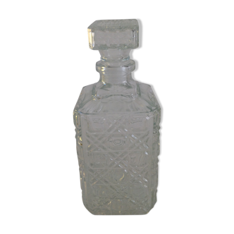 Vintage carved glass whiskey decanter