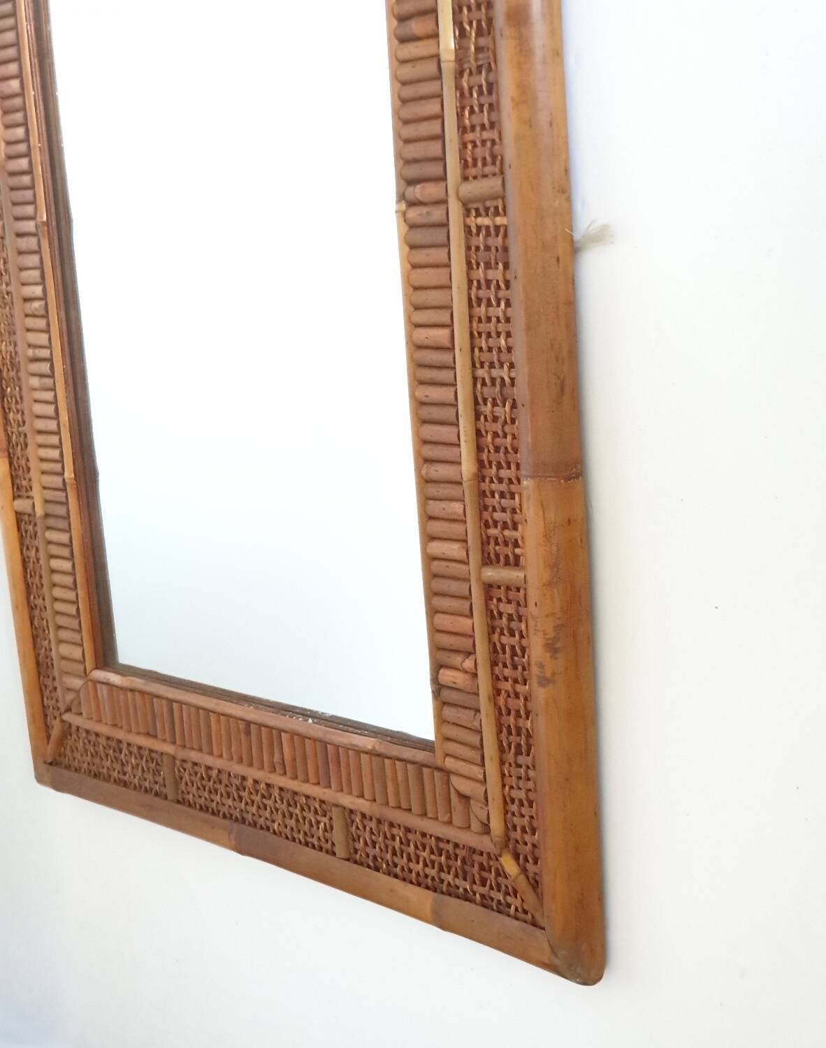 miroir bambou rotin Italie XXe 1940-1950