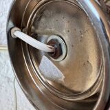 Lampe chrome bois laine années 70