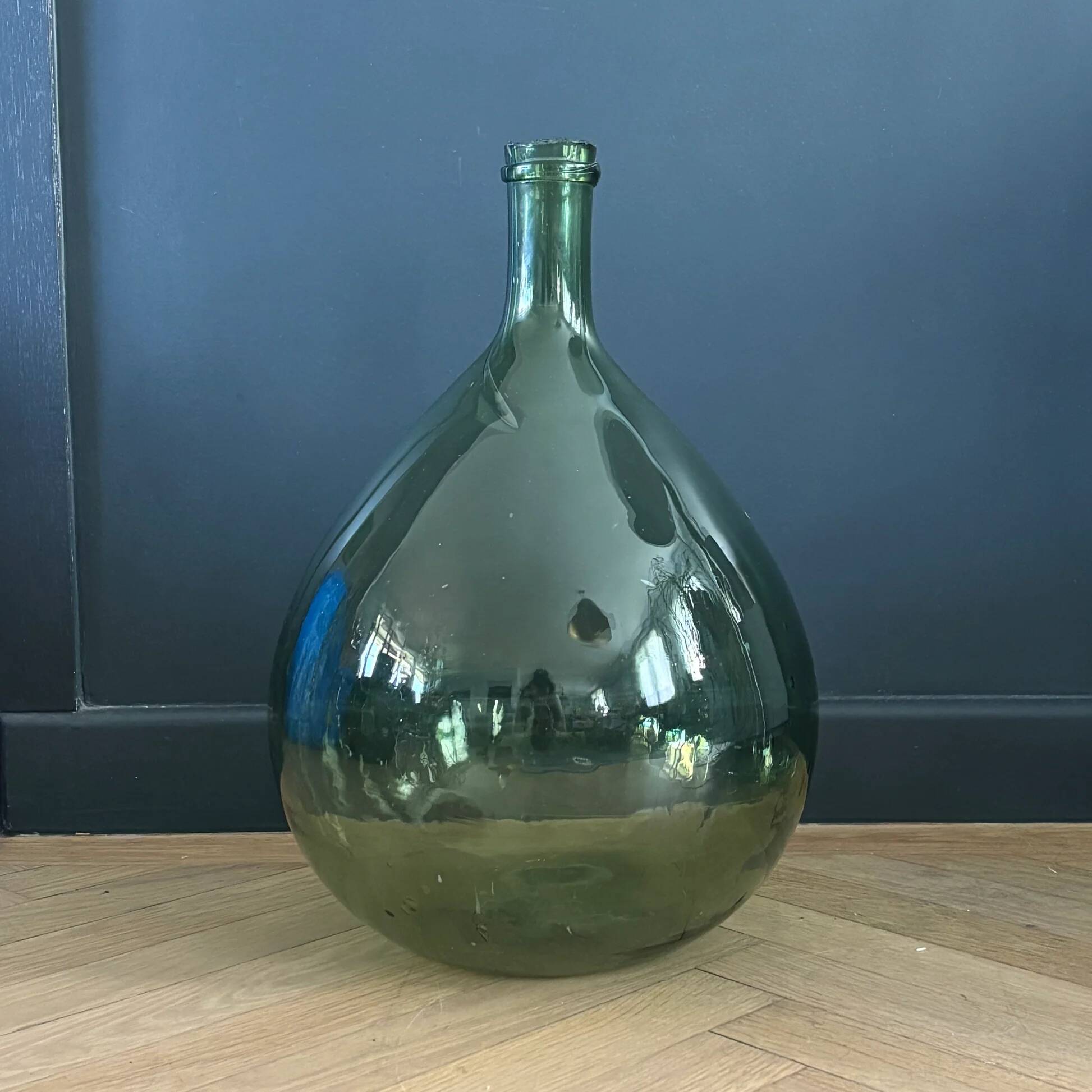 Antique green glass carafe