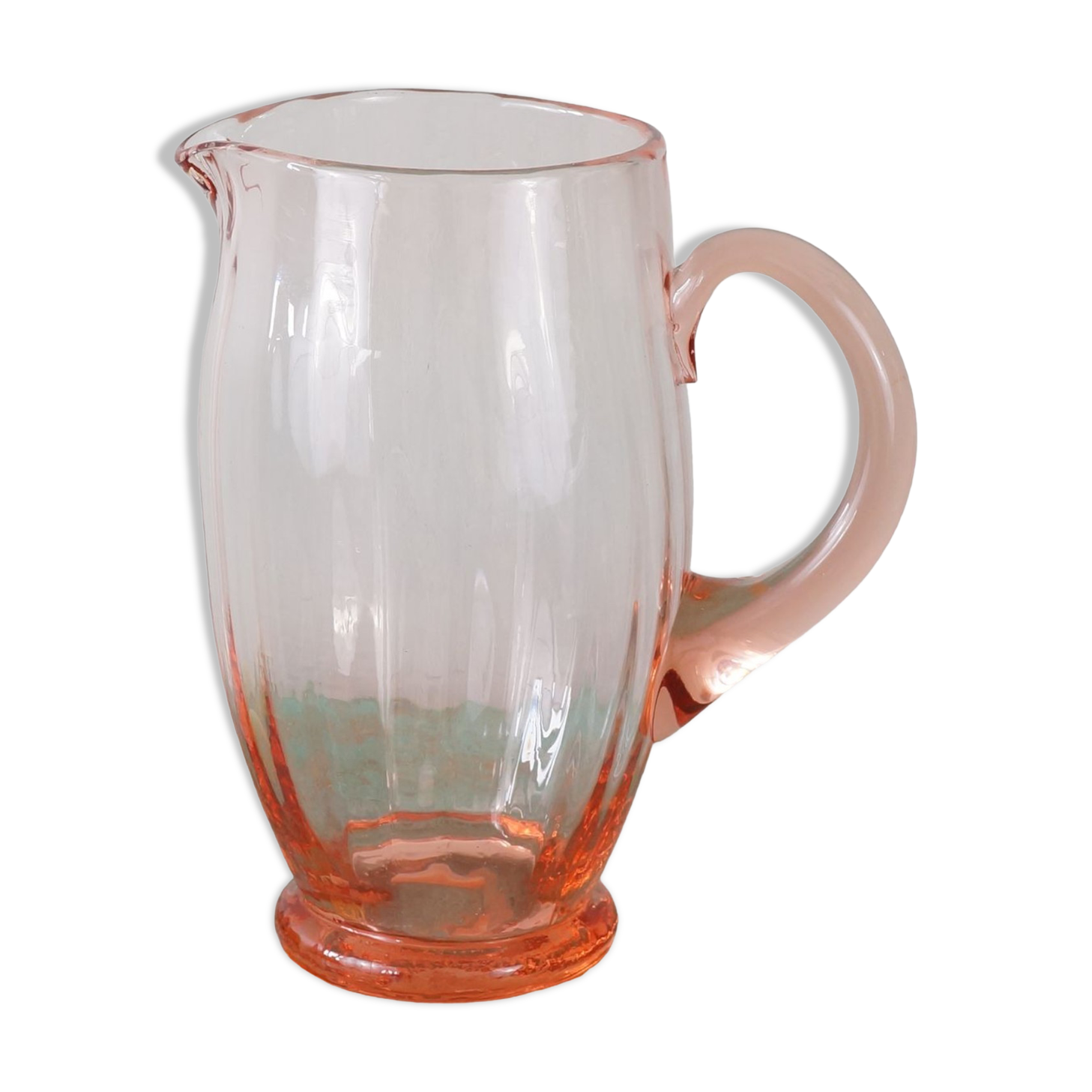 Pink blown glass decanter 50s