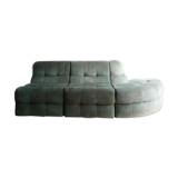 Almond green velvet modular sofa 1970