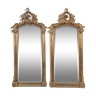 Paire de miroirs de style Louis XV bois stuqué et redoré 115 X 55 cm