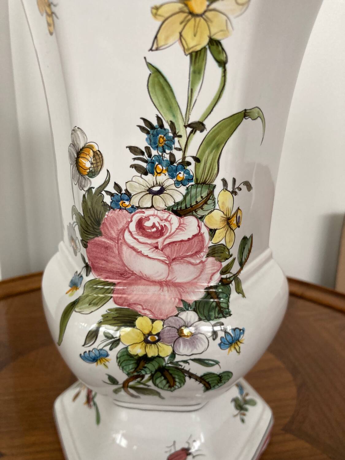 Lallier Moustiers hexagonal vase H 29cm