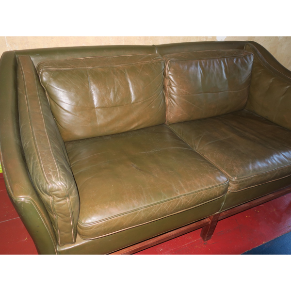 Leather Teak Frame 2 Seater Sofa By Grant In Dark Olive Green Danish 1960s Selency Leather Teak Frame 2 Seater Sofa By, Olive Oil On Leather Sofa