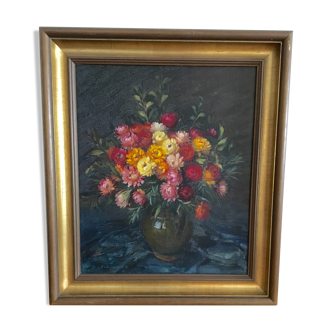 Flower oil painting, 1960s