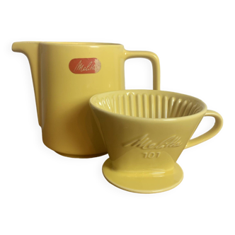 Yellow coffee maker Melitta model 101 vintage