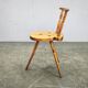 Primitive Solid Beech Folk Chair, Czechoslovakia, 1940s