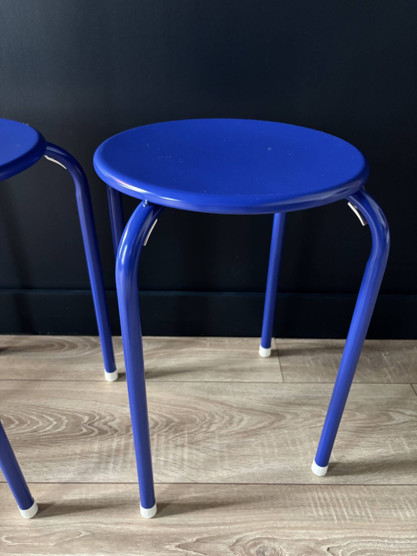 Blue Klein metal stool
