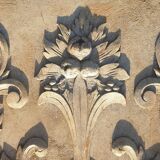 Panel, pediment, wall element in polychrome wood