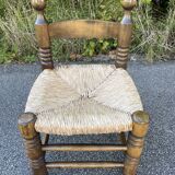 Small wooden and straw chair
