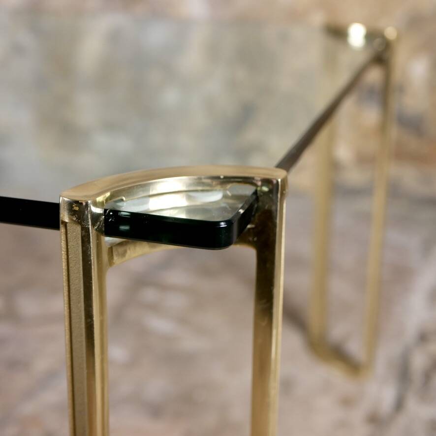 Brass and glass coffee table model T24 by Peter Ghyczy
