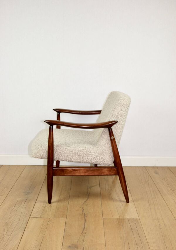 Fauteuil vintage GFM 300-202 design J.Kedziorek Loft années 70 en bouclée beige - 2 pièces disponibles
