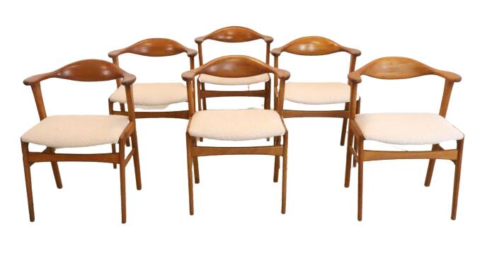 Set van 6 Erik Kirkegaard voor Høng Stolefabrik stoelen model 49