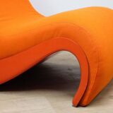 Vintage organic armchair in orange fabric and fiber, 1970