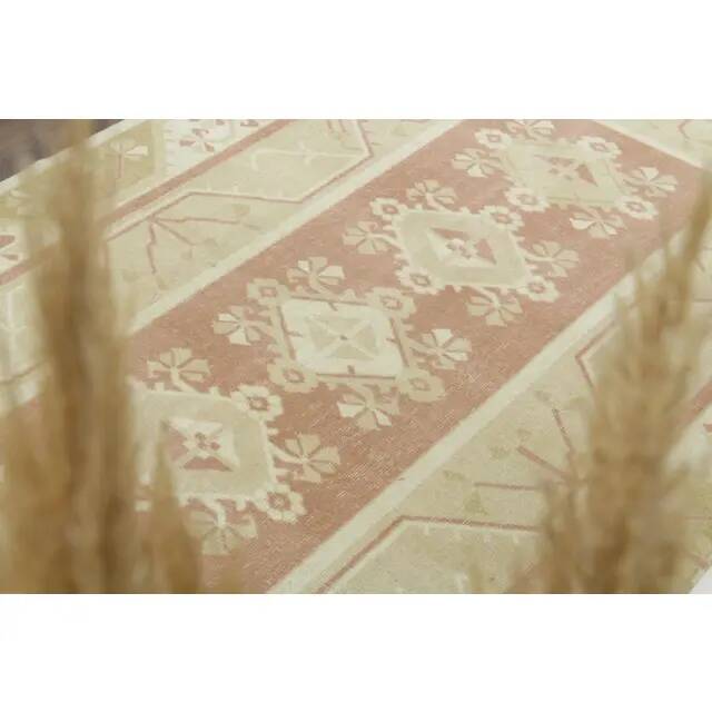 1970s Vintage Turkish Oushak Handmade Wool Cotton Beige Area Rug 153x260