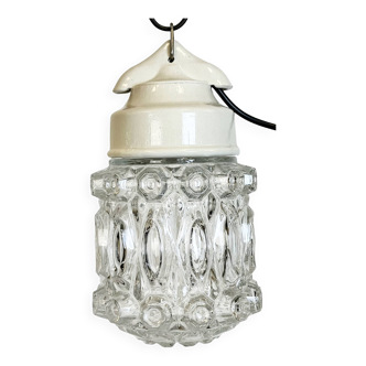 Vintage White Porcelain Pendant Light, 1970s