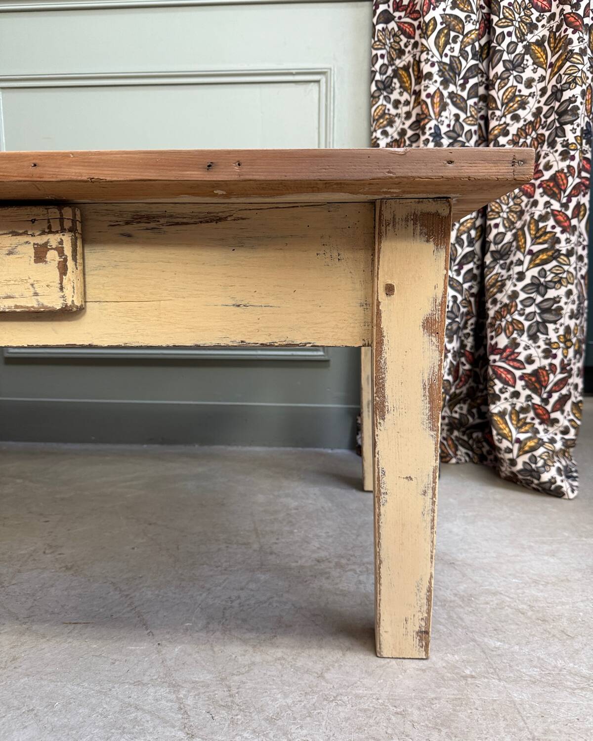 Large patinated farmhouse coffee table