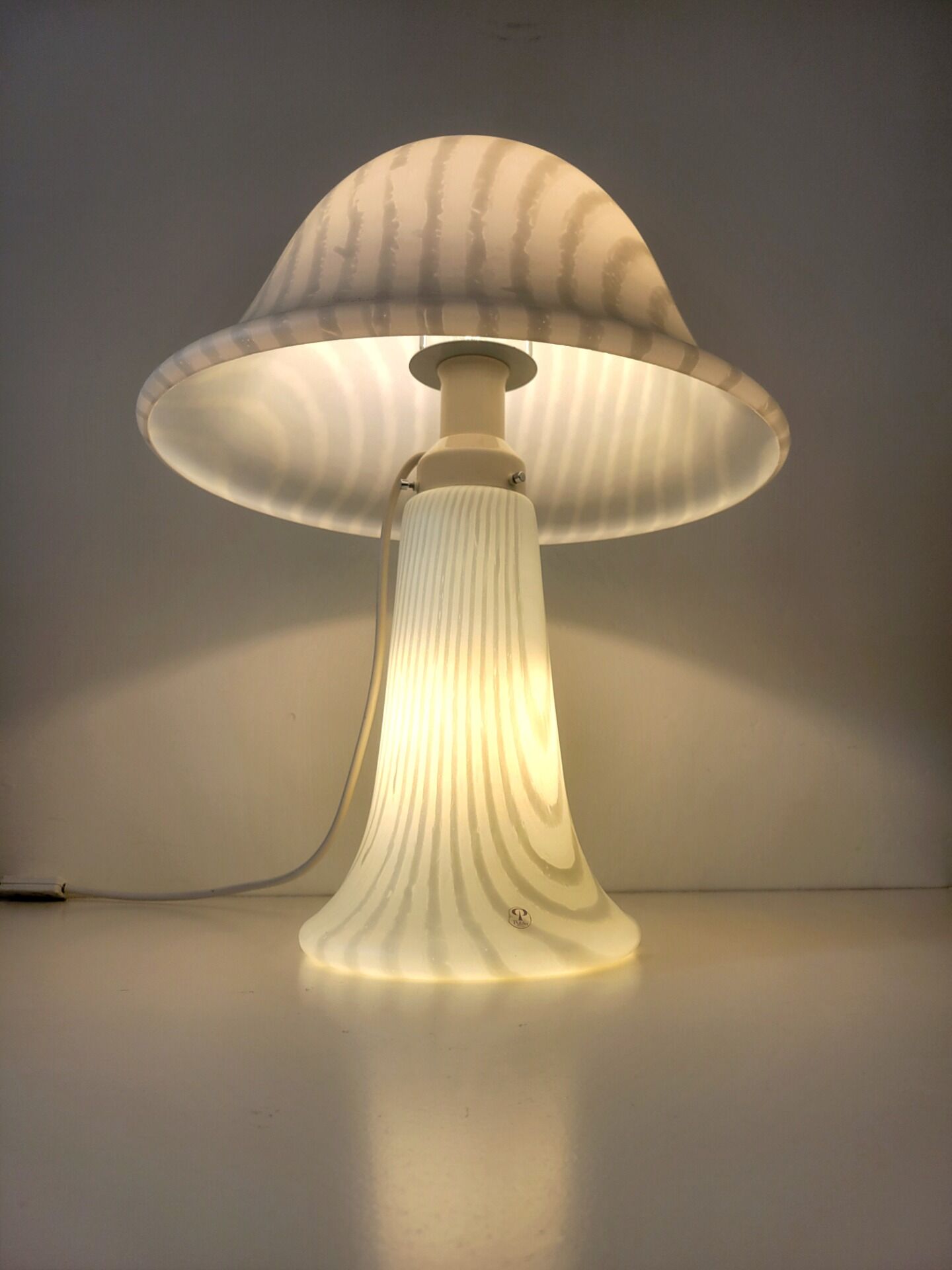 Large mushroom lamp by Peill & Putzler in zebra glass