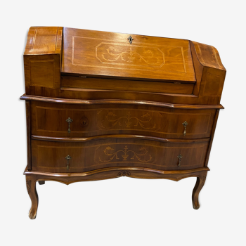 Wooden secretary with floral decoration