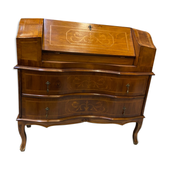 Wooden secretary with floral decoration