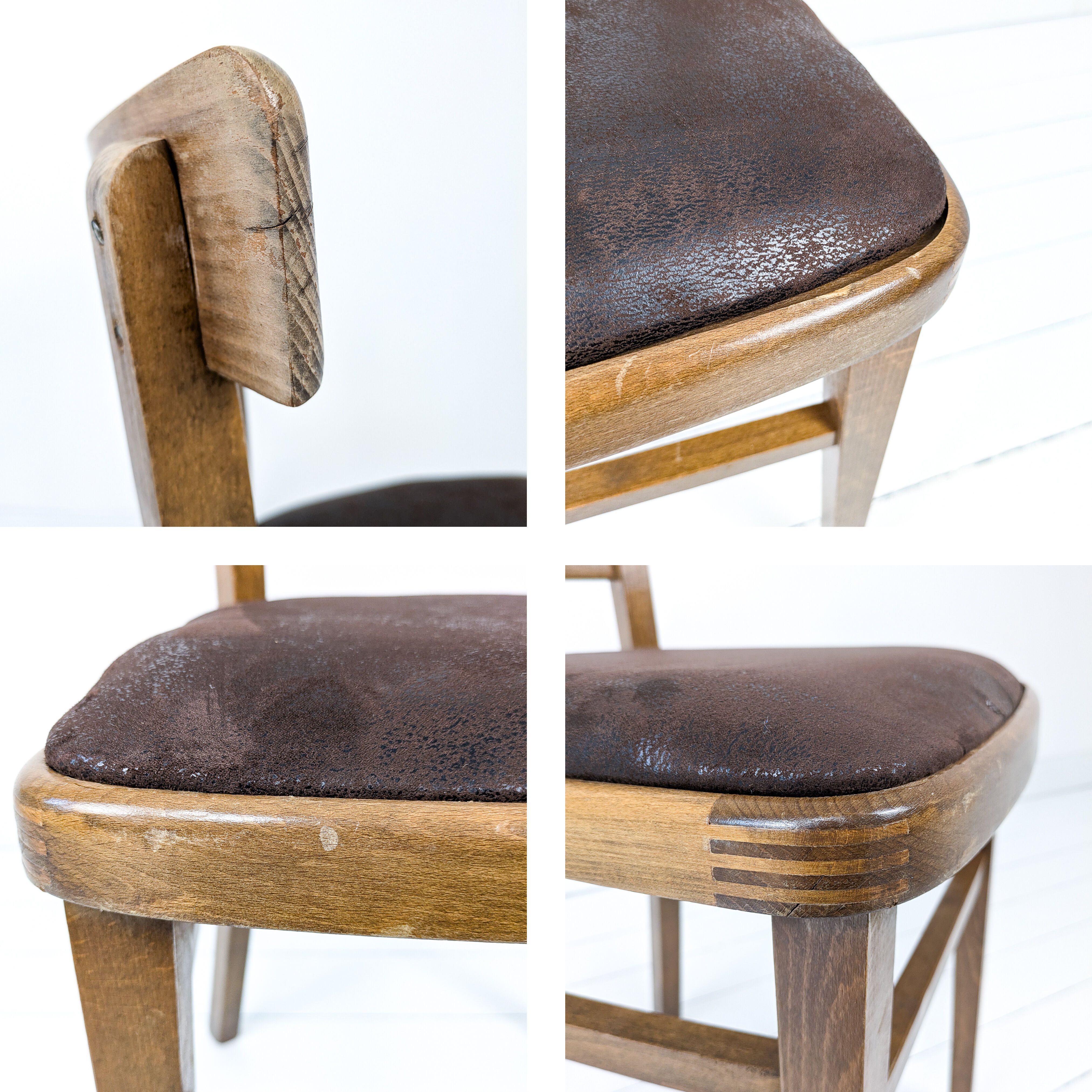 15 chaises Frankfurter vintage, bois foncé, assise rembourrée