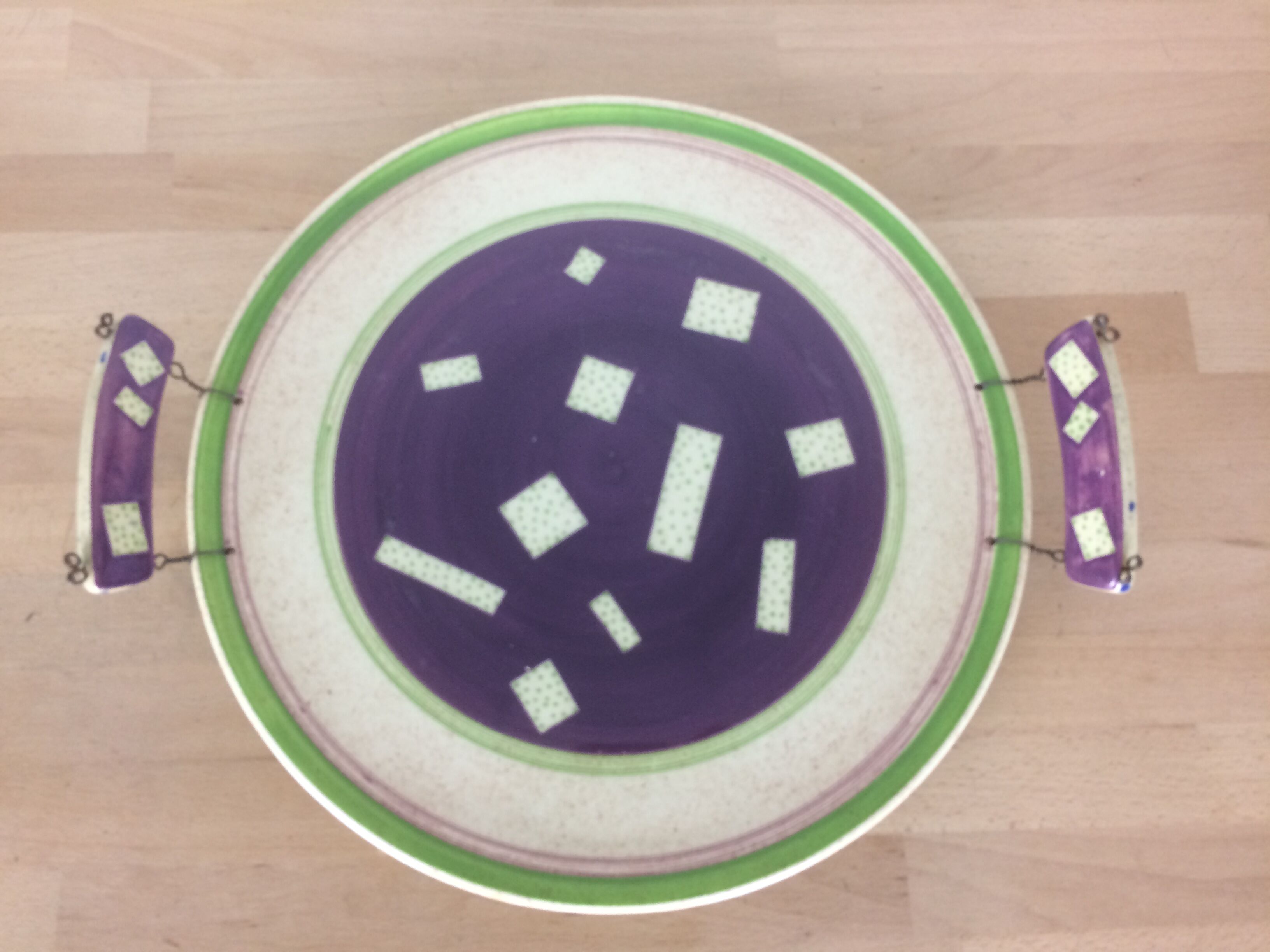 80s ceramic tray, signed
