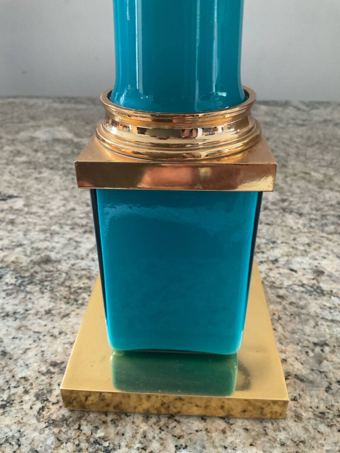 Vintage column lamp base in opaline and brass
