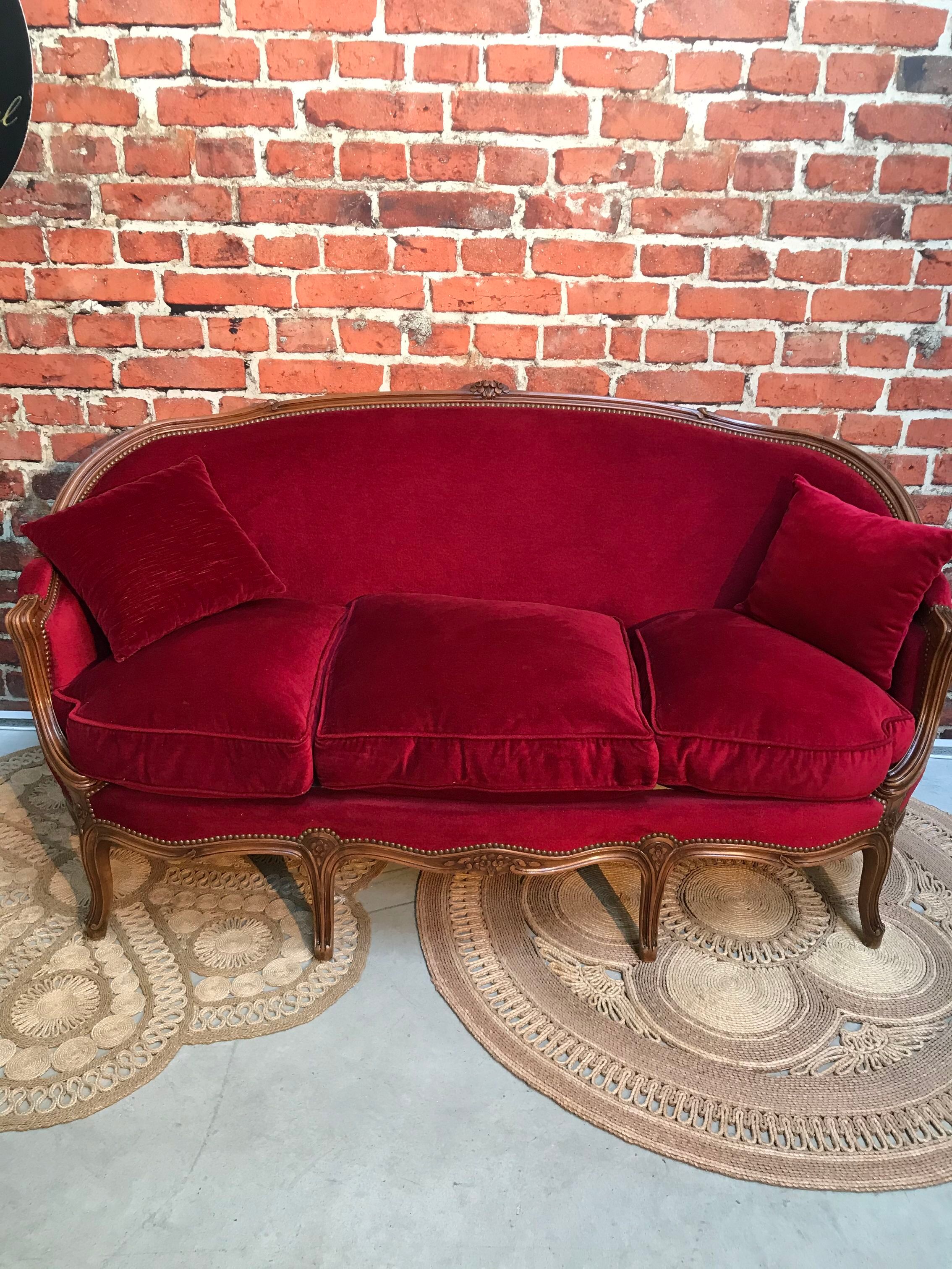 Louis Philippe-style velvet sofa