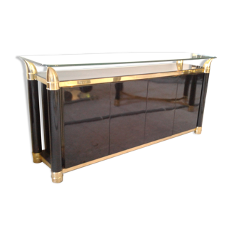 Row Italian lacquered glass and brass 80s