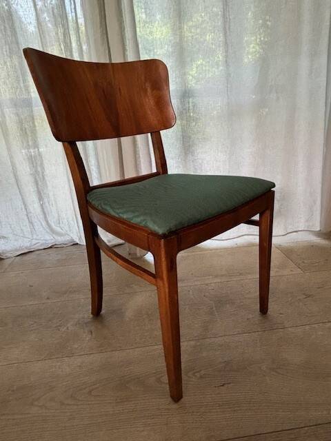 6 beech and teak chairs - Denmark 1940s