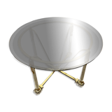 Brass and lucite dining table with beveled glass top, Italy 1980s.