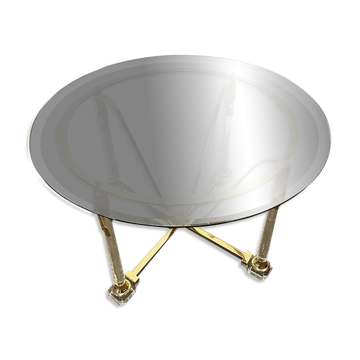Brass and lucite dining table with beveled glass top, Italy 1980s.