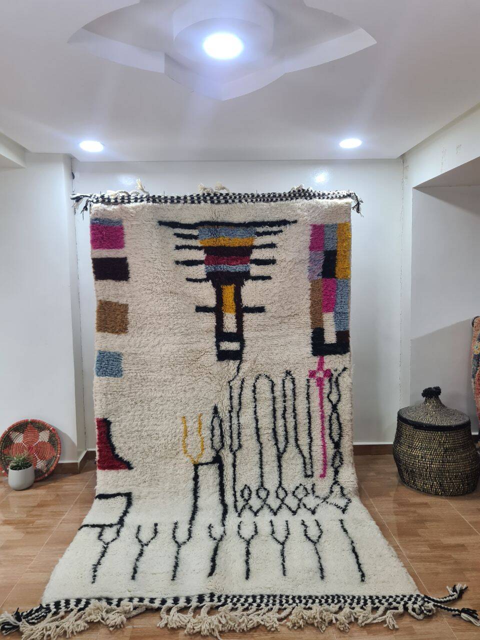 Handmade wool Berber rug 250x150 cm